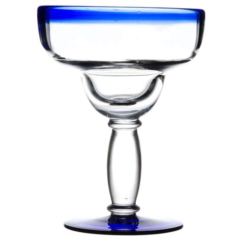 Libbey 92308 12 Oz Aruba Margarita Glass With Cobalt Blue Rim And Base 12 Case Rustic