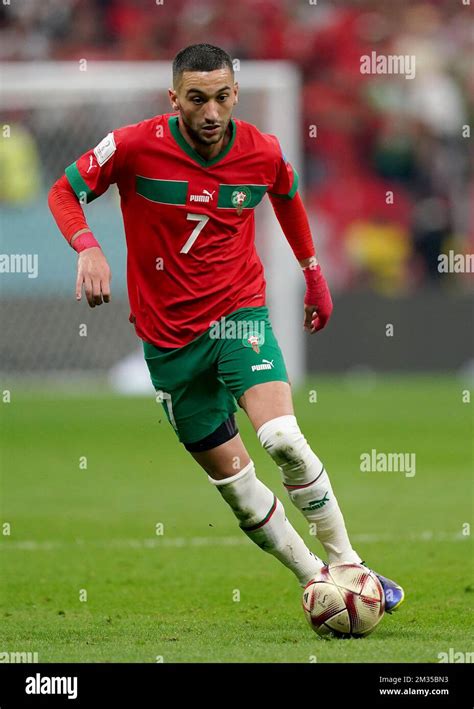 Moroccos Hakim Ziyech In Action During The Fifa World Cup Semi Final