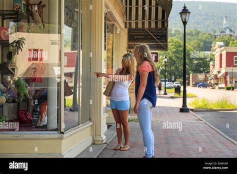 girls shopping in downtown hot springs bath county virginia usa home of the historic