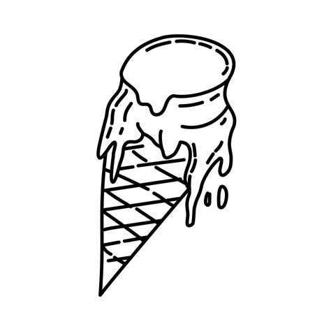 Melted Ice Cream Icon Doodle Hand Drawn Or Outline Icon Style Vector Art At Vecteezy