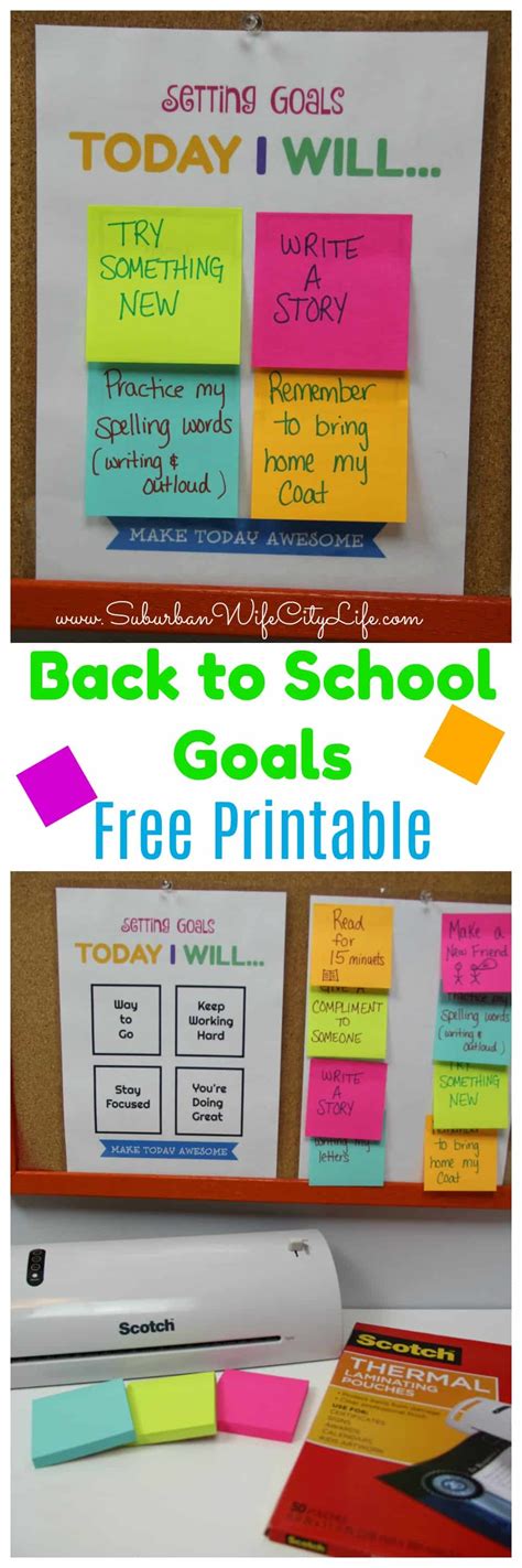 Back To School Goals Today I Will Free Printable Suburban Wife