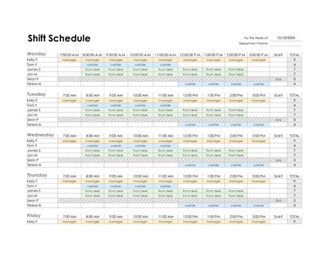 Excel Employee Schedule Template Task List Templates