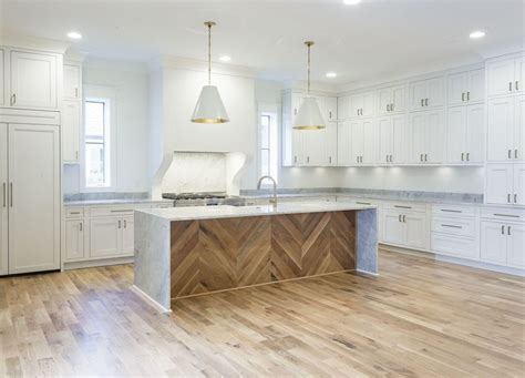 For the sides we measured. Our latest white kitchen w/chevron island wood paneling ...