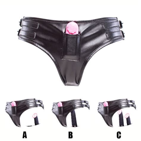 Underwear Panties With Dildo Penis Leather Latex Plug Chastity Belt Sex