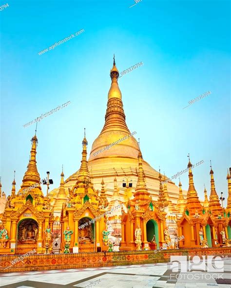 Shwedagon Or Great Dagon Pagoda In Yangon Myanmar High Resolution