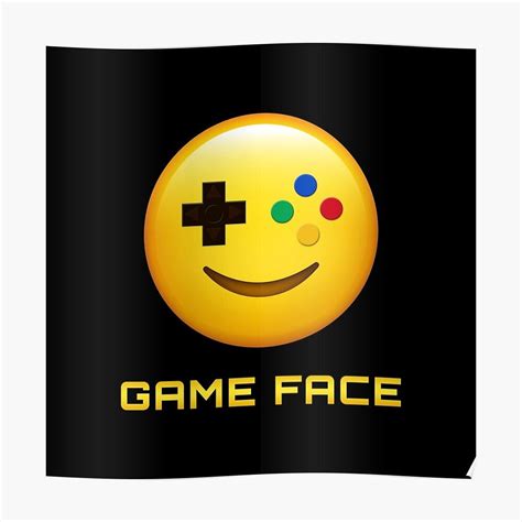 Game Face Emoji Emoticon Yellow Gamer Controller Face Poster By