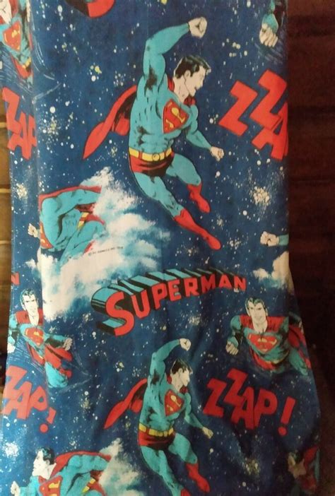 Vtg Dc Comics Superman Curtains Superhero Bedroom Drapes 1978 Fabric