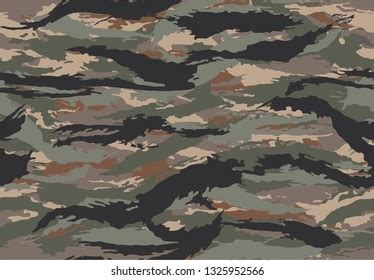 Tiger Stripe Camouflage Seamless Pattern Six Stock Vector Royalty Free