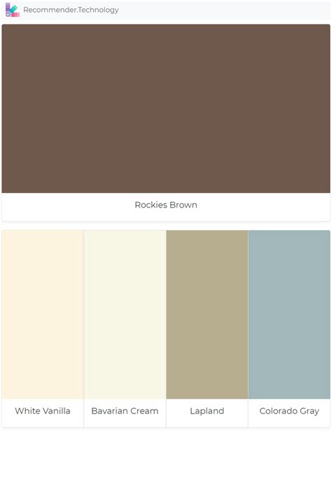 Imparts a natural low sheen look that is fully washable. Rockies Brown: White Vanilla, Bavarian Cream, Lapland ...