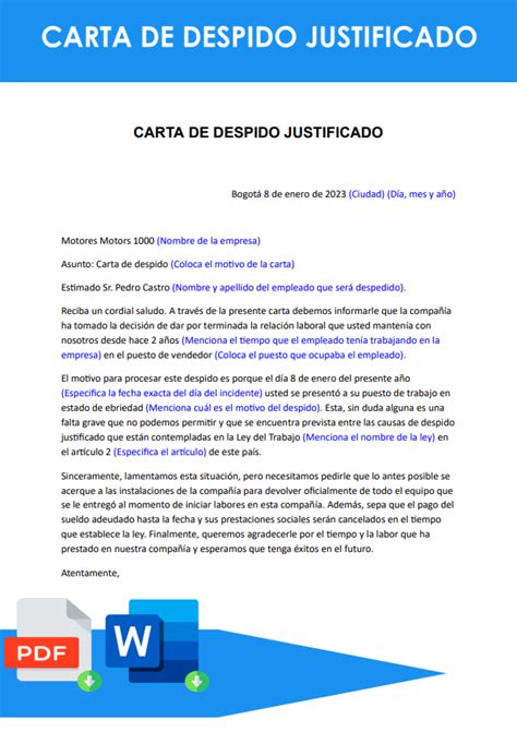 Formato Carta De Despido Justificado Mexico Reverasite