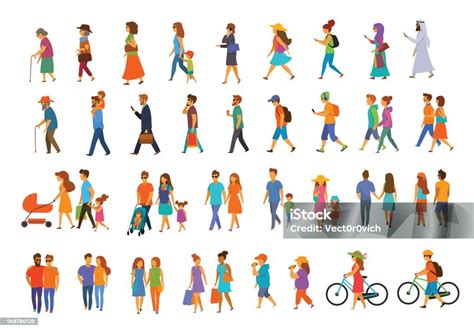Graphic Collection Of People Walking Stock Illustration Download