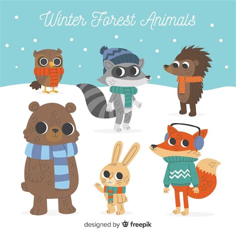 Free Vector Winter Forest Animal Collection