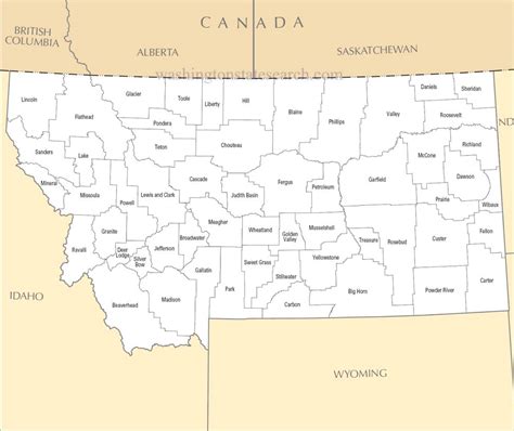 ♥ A Large Detailed Montana State County Map