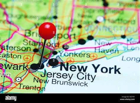 Jersey City Pinned On A Map Of New Jersey USA Stock Photo Alamy