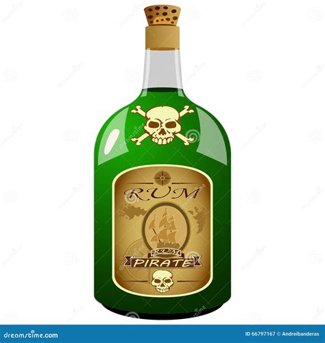 Bottle Of Pirate Rum Stock Vector Illustration Of Compass 66797167