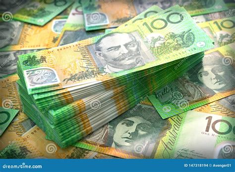 Stack Of Australian Cash In 100 Notes Stock Photo Image Of Banknote