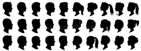 Head Profile Silhouette Set Male And Female Face Silhouette Group