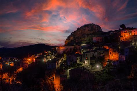 Wallpaper Calabria Italy Sunset Lights Landscape Clouds