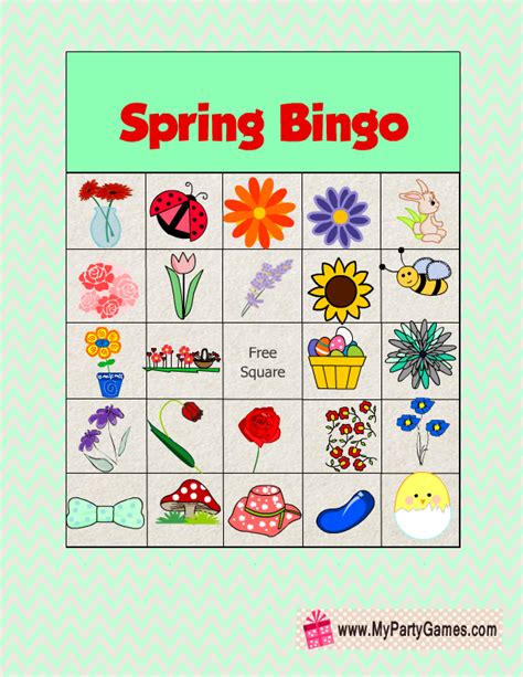 5 Free Printable Spring Picture Bingo Games