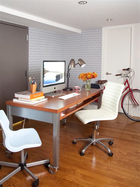 Creating a home office in a small space can be as simple as moving furniture around. Small Space Ideas for the Bedroom and Home Office | HGTV