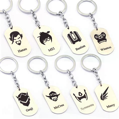 buy overwatch key chains genji hanzo reaper tracer badge key ring game related zinc alloy