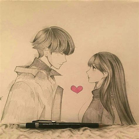 Lukisan Pensil Anime Sketsa Anime Couple Simple Mantap