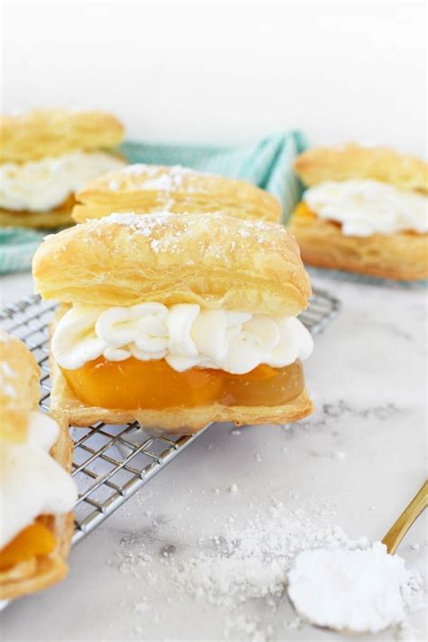 Peaches And Cream Puff Pastry Dessert Sizzling Eats
