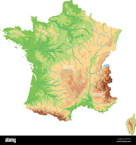 High Detailed France Physical Map Stock Vector Image Art Alamy