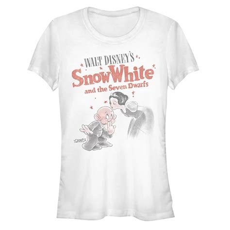 Disneys Juniors Snow White And Dopey Distressed Portrait Fitted Tee