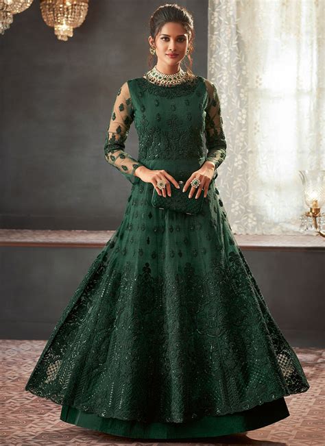 Buy Green Embroidered Anarkali Suit Embroidered Anarkali Suit Online