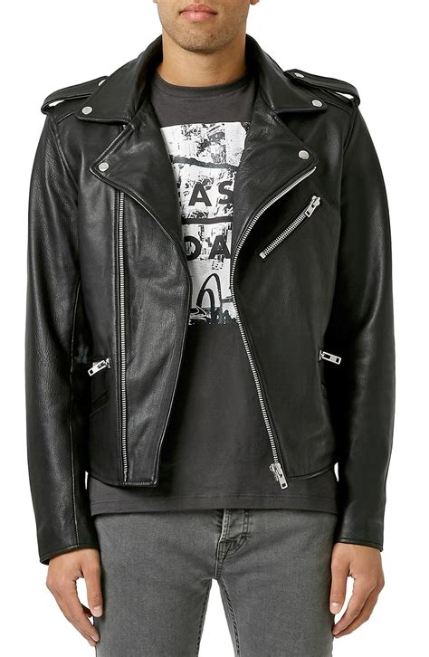 Topman Black Leather Biker Jacket Nordstrom