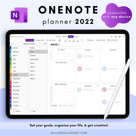2022 Onenote Digital Planner 2022 Onenote Planner For Android Etsy