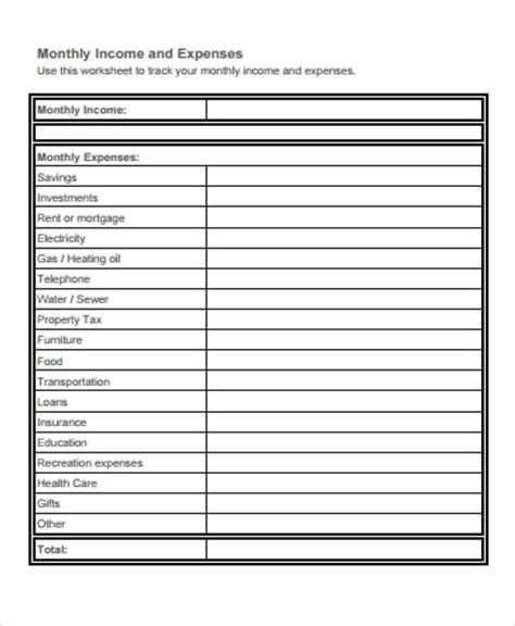 Printable Income And Expense Sheet Allaboutnaa