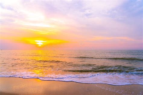 Beautiful Outdoor Landscape Of Sea And Tropical Beach At Sunset Or