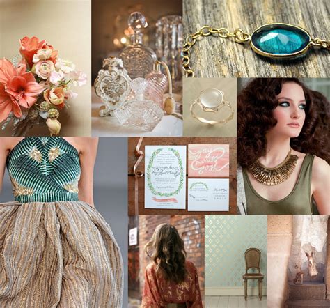 Teal Coral And Gold Wedding Inspiration Board