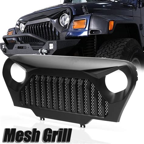 106x46cm Matte Black Overlay Front Grill Grille For Jeep For Wrangler