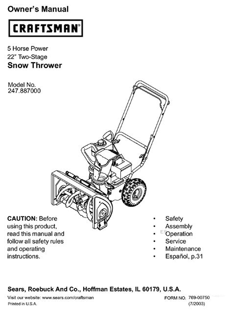 Craftsman 24 Snowblower 179cc Manual Ramjasela