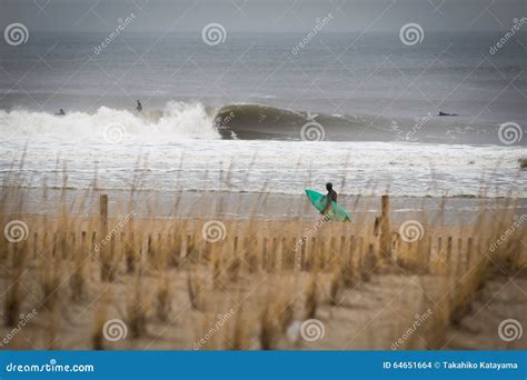 Winter Surf Session At Rockaway Beach Ny Stock Photo Image Of White