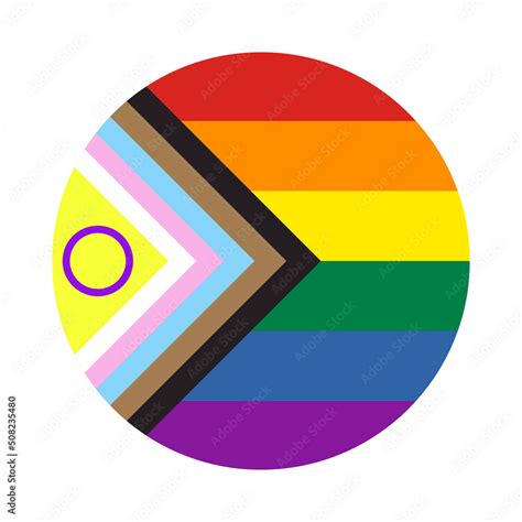 Circle Rainbow Icon With New Progress Pride Flag Symbol Of LGBT