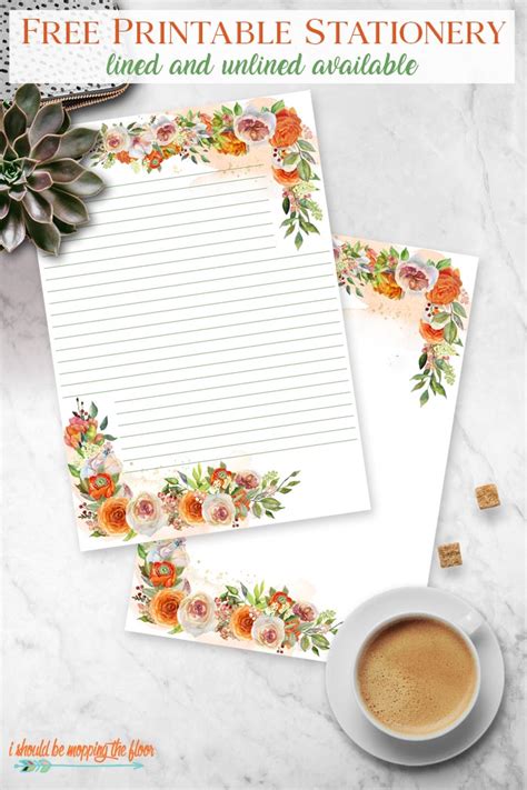 Stationery Watercolor Floral Stationery 85x11 Jw Letter Writing Note