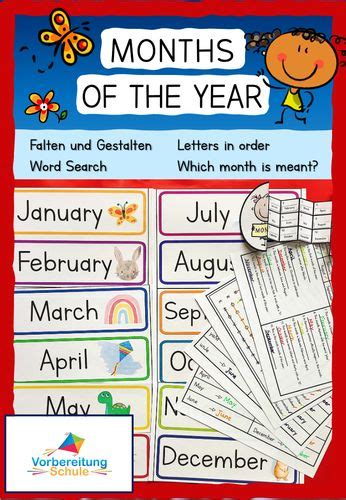 Days Of The Week Months Of The Year Englisch Unterrichtsmaterial