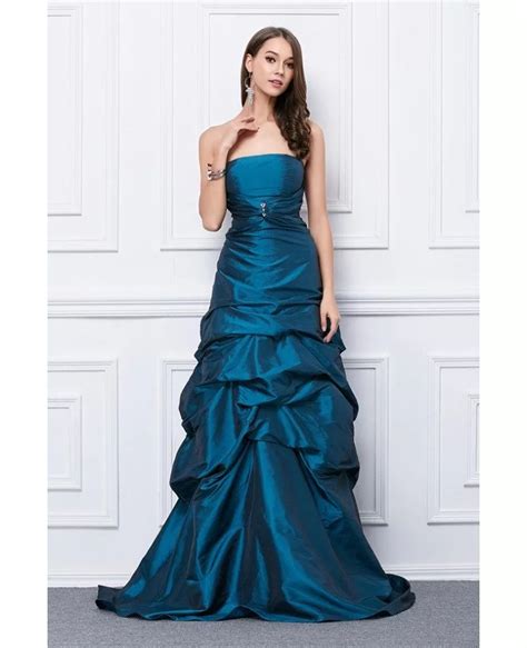 Fancy Ball Gown Strapless Taffeta Floor Length Prom Dress Kc167 646