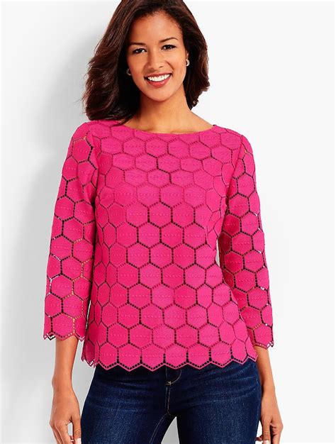 Talbots Hexagon Lace Top In Hot Pink Pink Lyst