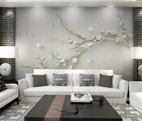 Bacaz Chinese 8d Wood Bottom Embossed Flower Wallpaper Mural For