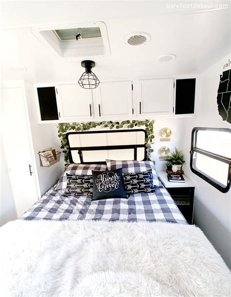 In our master bedroom, we removed the wallpaper border and rv window treatments. Check out this renovated Camper - RV reno in one moth ...