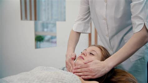 Massage A Masseuse Is Massaging Her Clients Neck Stock Photo Image
