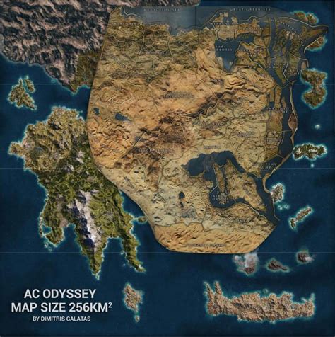 Compare mapa de Assassin s Creed Odyssey é muito maior que o de Origins