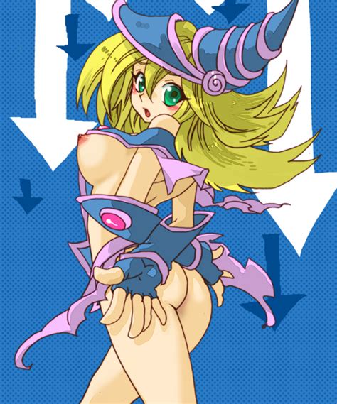 Rule 34 Ass Blonde Hair Blush Breasts Dark Magician Girl Duel Monster Female Green Eyes Large