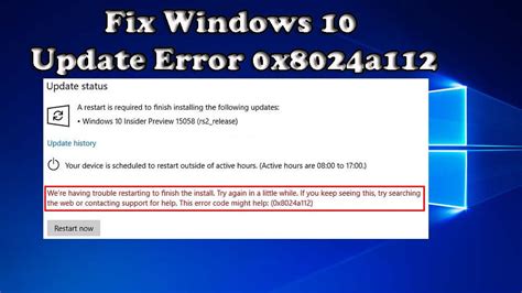 Solved How To Fix Windows 10 Update Error 0x8024a112
