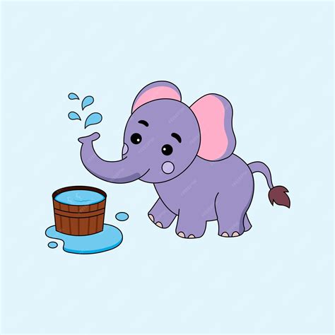 Premium Vector Cute Elephant Drinking Water Cartoon Vector Icon